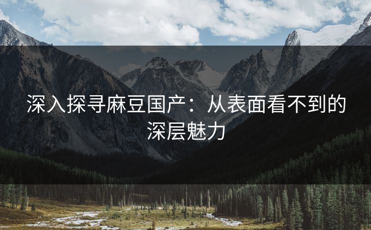 深入探寻麻豆国产：从表面看不到的深层魅力