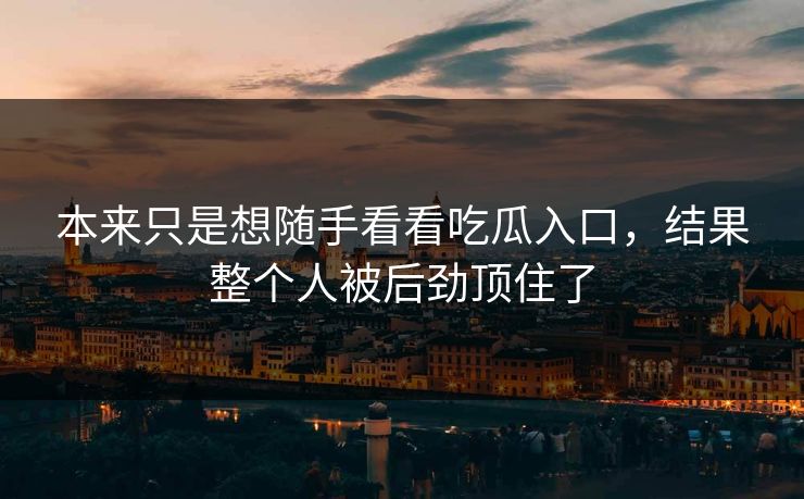 本来只是想随手看看吃瓜入口，结果整个人被后劲顶住了