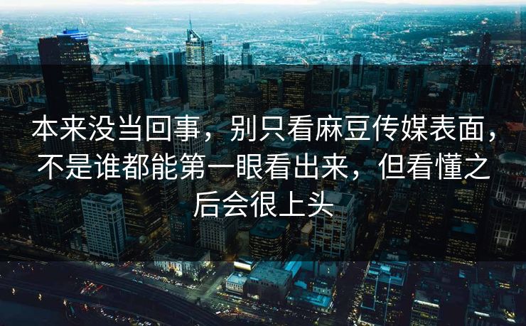 本来没当回事，别只看麻豆传媒表面，不是谁都能第一眼看出来，但看懂之后会很上头