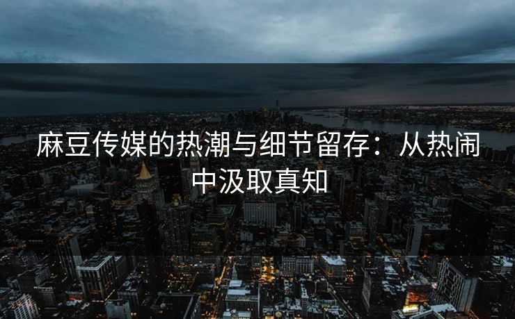 麻豆传媒的热潮与细节留存:从热闹中汲取真知