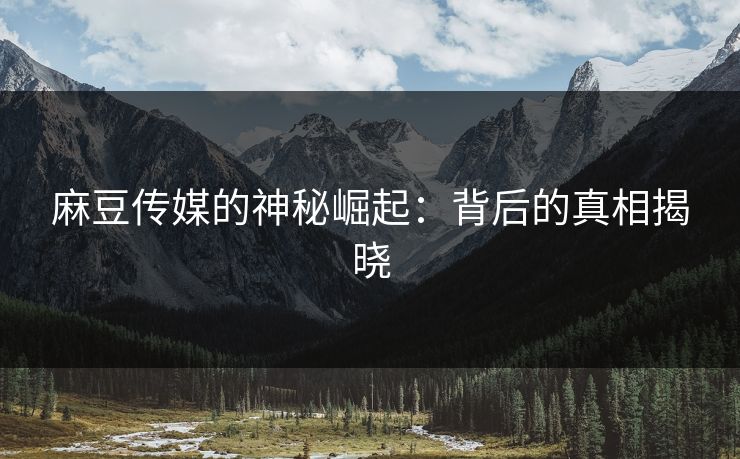 麻豆传媒的神秘崛起:背后的真相揭晓